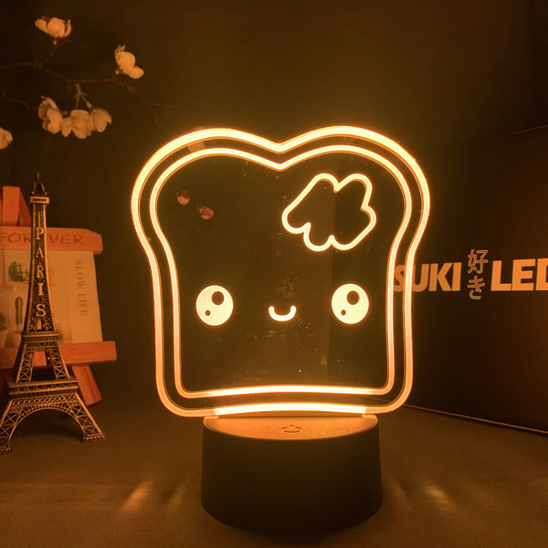 LED-Lampe mit Toast-Gesicht